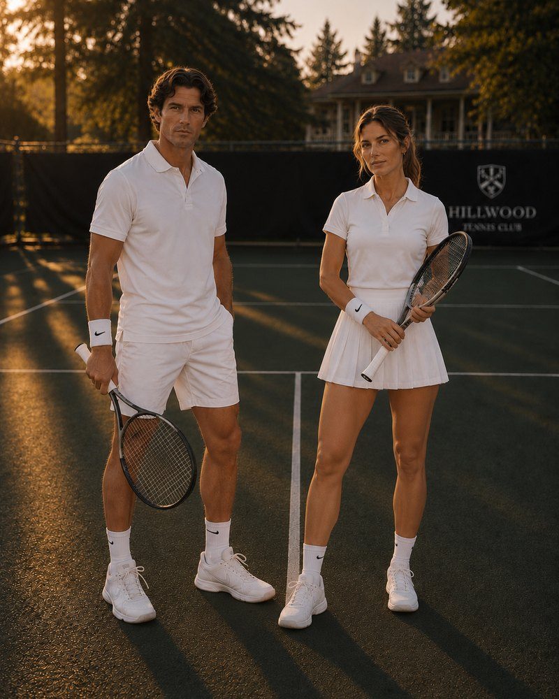 Matteo and Alice on court at the Hillwood club